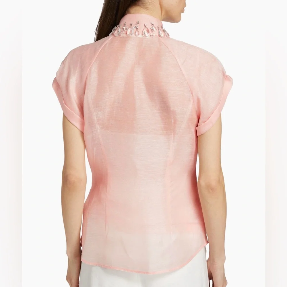 Zimmerman 🩷 Matchmaker Diamante Linen Blouse - Picture 4 of 12